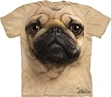 Mountain Pug Face Adult Size T-shirt , Beige , Large, Online Clothing Store