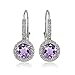 Sterling Silver Choice of Gemstone Birthstone and White Topaz Round Leverback Earrings