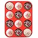 Silicone Muffin Pan, SySrion 12 Cup Premium Cupcakes Baking Pan, Non-stick, BPA Free Food Grade Silicone Mold Material - Dishwasher - Heat Resistant Tins up to 450¡ãF - Microwave Safe - Red