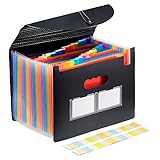 Epoch Accordian File Organizer,24 Pockets Expanding File Folder with Expandable Flap,Waterproof & Tear-Resistant Desk File Storage with Colored Tab & Label for Office