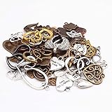 100g Assorted Love Heart Shape Punk Steampunk Charm Pendant Connector for Necklace Bracelet Anklet DIY Crafting Accessories(Color&Random)