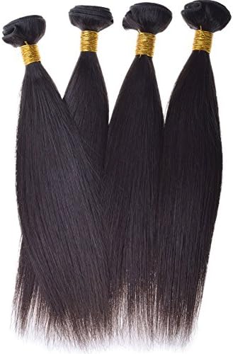 Ballice Hair 6a Unprocessed Mixed Length 4 Bundles Brazilian Virgin Human Hair Extensions Natural Black Color Straight(26 28 30 30 inches)