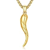 XIXLES Italian Horn Necklace 925 Sterling Silver Cornicello Lucky Pendant Necklaces Jewelry for Men Women with 316L Stainless Steel Chain and Gifts Box