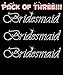 BRIDESMAID clear rhinestone iron-on Hotfix transfer bling DIY- Lot of 3!!!
