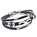 Casoty Jewelry Fashion Love Infinity Wristband Bangle Cuff Bracelet Leather Chain Silver Black