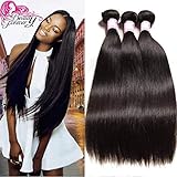 Beauty Forever Hair 6a Brazilian Virgin Straight Hair Weave 3bundles 100% Unprocessed Human Hair Extensions Natural Color Can Be Dyed and Bleached (8 10 12)