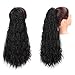 AISI QUEENS Ponytail Hair Extensions Synthetic Straight Kinky Claw Ponytail 22'' Clip on Hair Extensions Ponytail for Women (Color:Black)