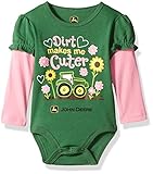 John Deere Baby Girls' Long Sleeve Bodysuit, Green, 9-12 Months