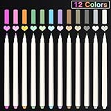 Caroyla Metallic Markers, 12-piece Metallic Marker Pens Set for Card Making, Adult Coloring Books, Art Rock Painting, Pottery, DIY Photo Album, Scrapbook, Wedding Craft