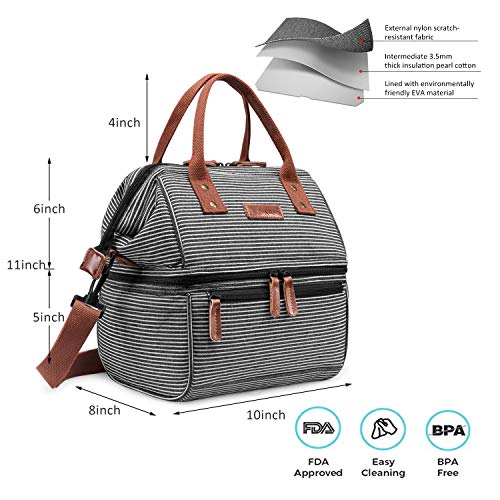 image for DTBG Lokass Lunch Bags for Women Wide Open Insulated Lunch Box With Do