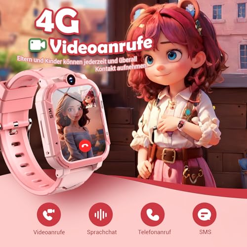 Blackview Children's Smart Watch, GPS, Can Insert SIM Card, Watch with 4G Video Calls, SOS Emergency Call, Phone Call, Voice Chat, SMS, School Mode, Pedometer, Children's Watch for Girls and Boys