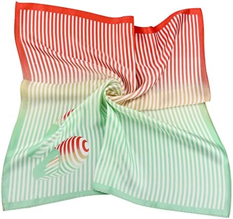TAIHU SNOW 100% Small Silk Square Scarf 20" for Head Hair Wrap ,Red and green