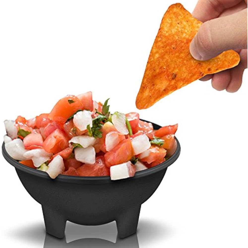 6 Pack Of Salsa Bowls, Black Plastic Mexican Molcajete Chips Guacamole, Serving eBay