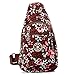 Chrysansmile Sling Bag for Women Men Nylon Crossbody Bags Fanny Packs Flower Print Small Backpack for Travel Hiking