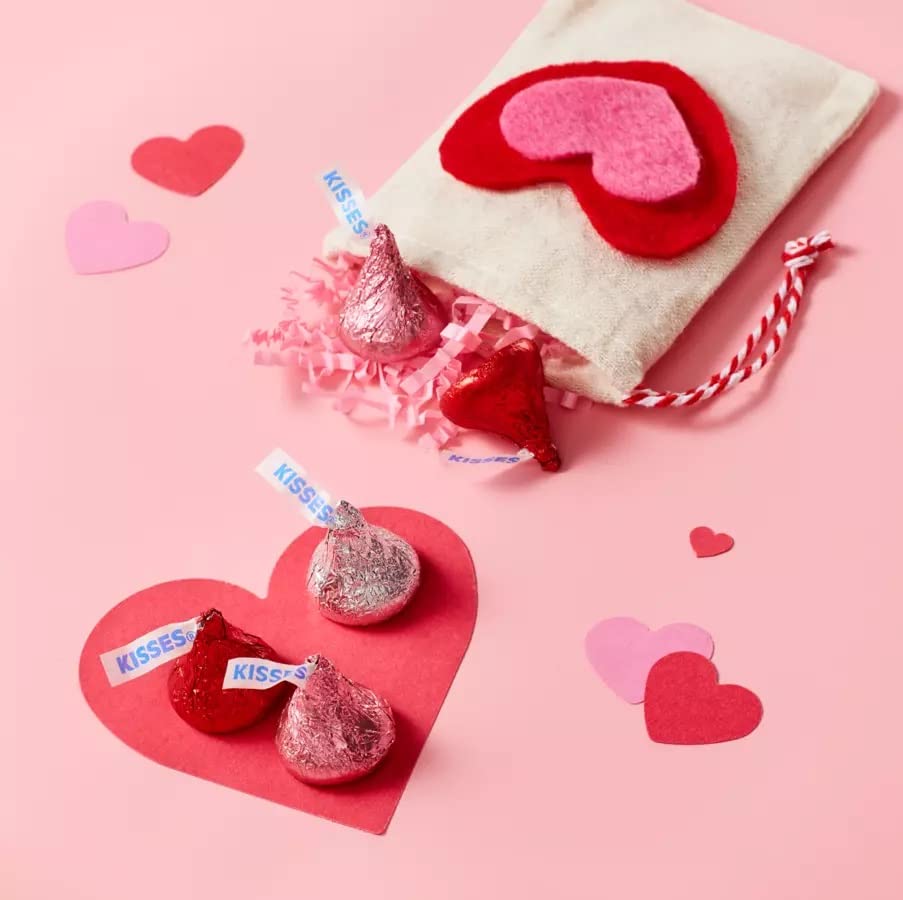 Hershey's Valentine's Day Kisses Milk Chocolate Candy Pink, Red and