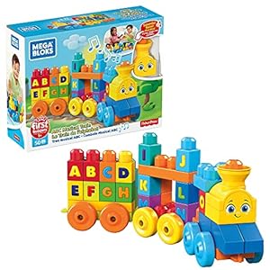 MEGA BLOKS Fisher Price Abc Blocks Building Toy, Abc Musical Train With 50 Pieces, Music and Sounds For Toddlers, Gift…
