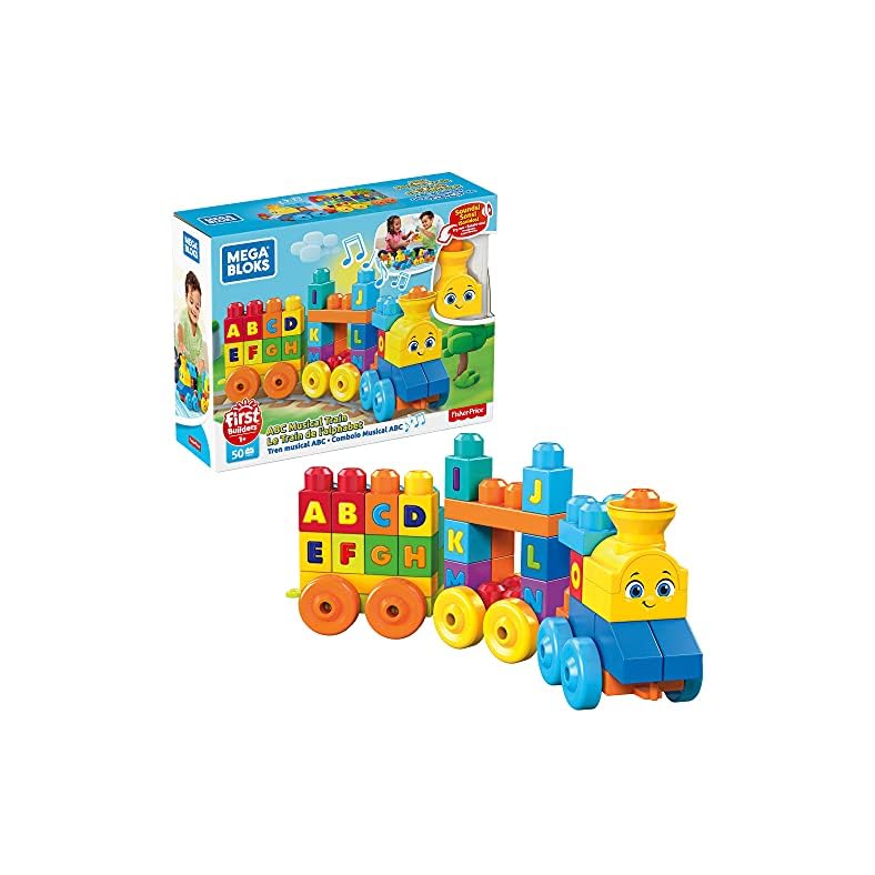 MEGA BLOKS Fisher Price Abc Blocks Building Toy, Abc Musical Train With 50 Pieces, Music and Sounds For Toddlers, Gift…