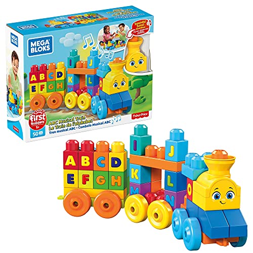 MEGA BLOKS Fisher Price Abc Blocks Building Toy, Abc Musical Train With 50 Pieces, Music and Sounds For Toddlers, Gift…