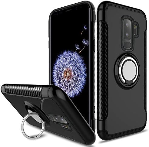 Galaxy S9 Plus Case, Celefree [ Heavy Duty ] Dual Layer Hybrid Armor Protective Case Cover with 360 Rotation Ring Holder Magnetic Kickstand for Samsung Galaxy S9 Plus, Black