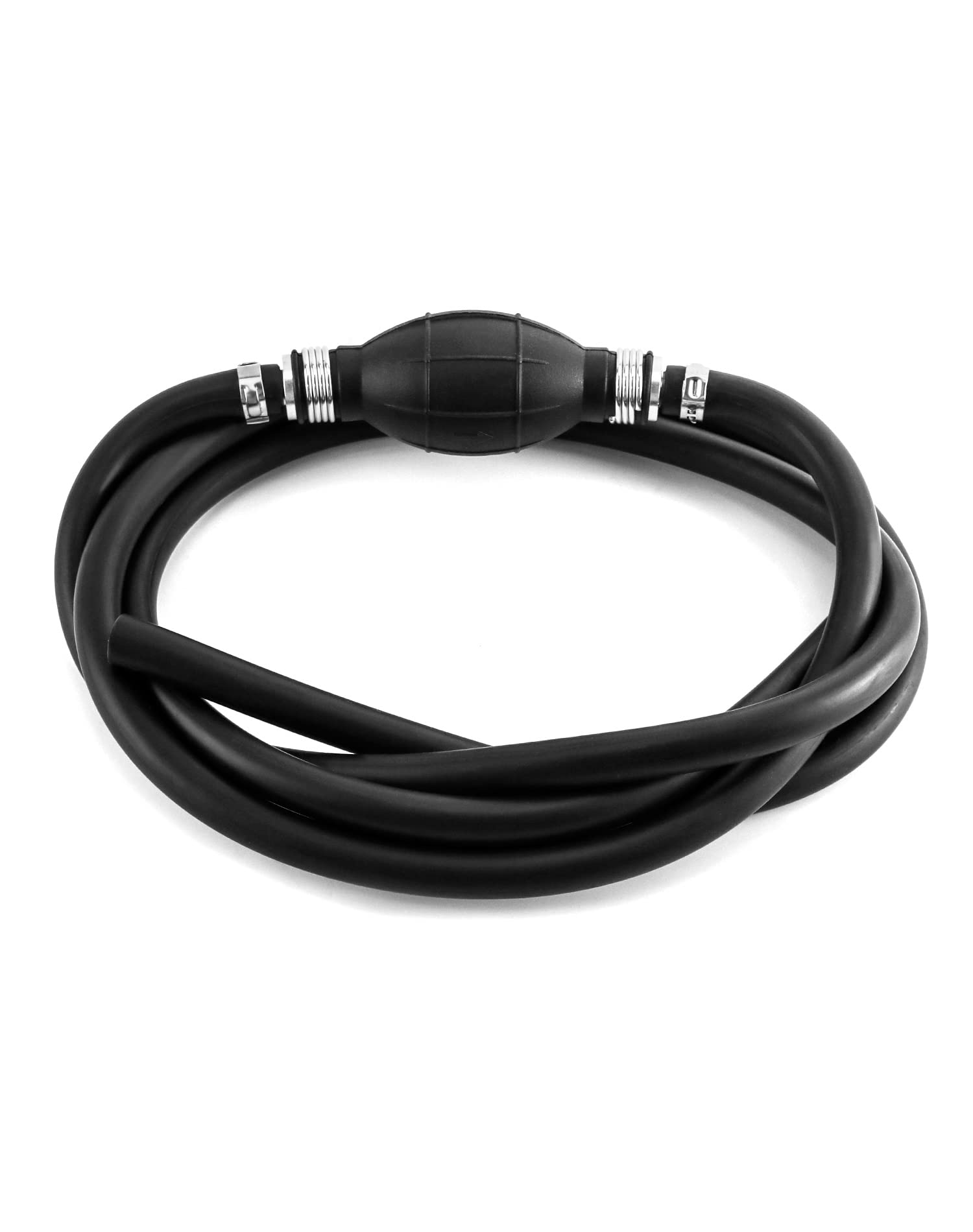 QWORK® Fuel Line Assembly, 3/8" Inner Dia 5/8" Outer Dia 7FT Marine Outboard Boat Motor RVs Fuel Hose Line Assembly with Bulb Steel Hose Clamps