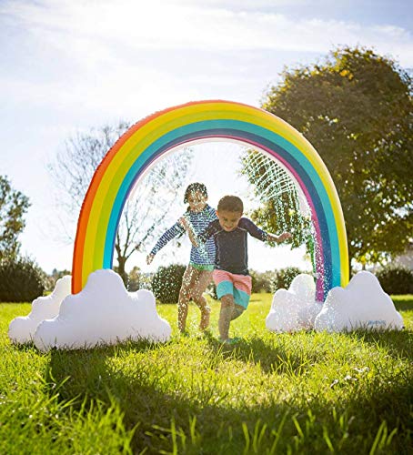 Zoostliss Rainbow Arch Sprinkler Summer Inflatable Water Spray Toy Giant Rainbow Cloud Yard Backyard Lawn Archway Outdoor Toys for Kids Adult Fun Play Games