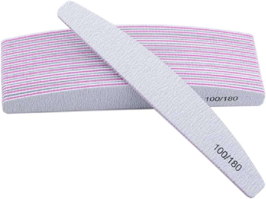 YIMART Professional Nail Files 100 180 Grit Double Sided Gray Washable 10pcs Nail File Sanding Set Nail Buffer File Polisher (B)