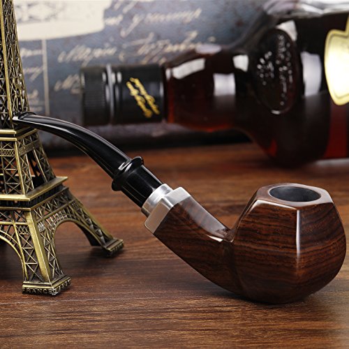 Ebony Wooden Tobacco Pipe Smoking Pipe with Accessories and Gift Package