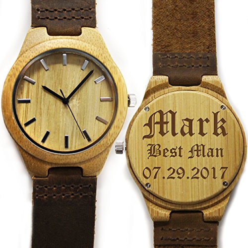 Personalized Mens Wooden Watches - Engraved Groomsmen Wood Gift Watch - Customized for Free