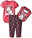 Disney Baby Girls' Minnie Mouse 3 Piece Set, Pant Bodysuit and Bib, Picture Perfect, Red, 0-3 Months