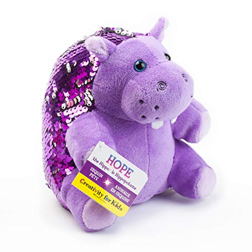 Creativity for Kids Mini Sequin Pets  - Hope The Hippo Plush Toy - Weighted Sensory Toys for Kids 6217000