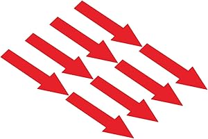 Beiyier Large Removable 8-Piece 12" Vinyl Directional Arrow Stickers, Adhesive Floor Decals for Waterproof Marking and Safe Road Instructions (5×12 inches, Red