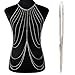 Women Bikini Belly Chain Tassel Crossover Body Chain Necklace(Silver)…