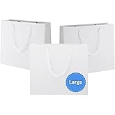 Ronvir 25Pcs Large Gift Bags, 12.5x11x4.5 Inch White Shopping Bags, Recycled Paper Bag With handles For Business, Retail, Wedding, Birthday, Party, Boutique, Grocery, Halloween, Christmas
