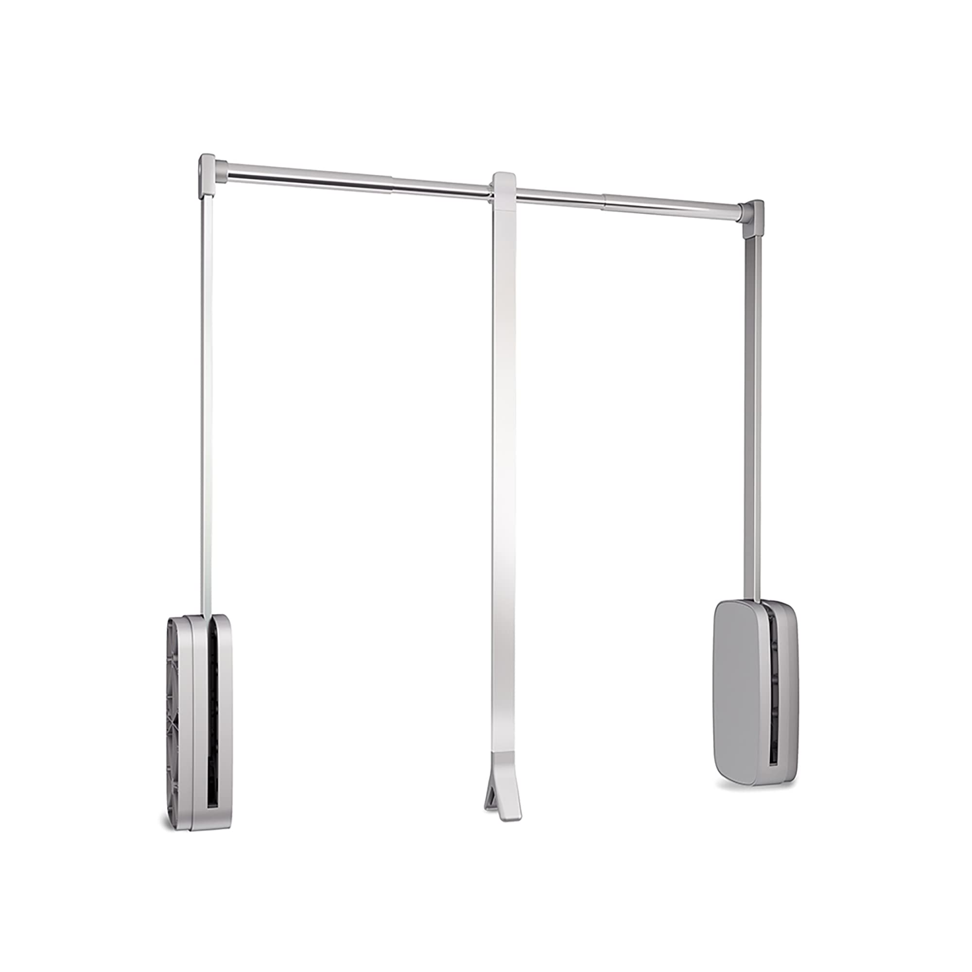 Emuca - Pull down hanging rail for wardrobe, pull down wardrobe rail lift, adjustable width 600-830mm (23,6-31,4 inch), chromed