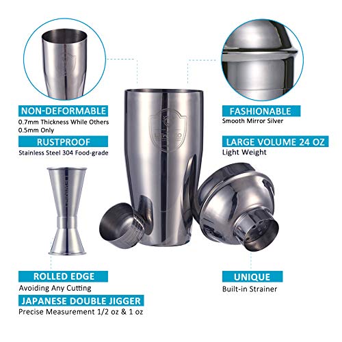 LEWINGO, Cocktail-Shaker-Set mit Ständer, 11-teiliges Bar-Set inkl. Martini-Shaker, Sieb, Messbecher, Mixologie… – Bild 4