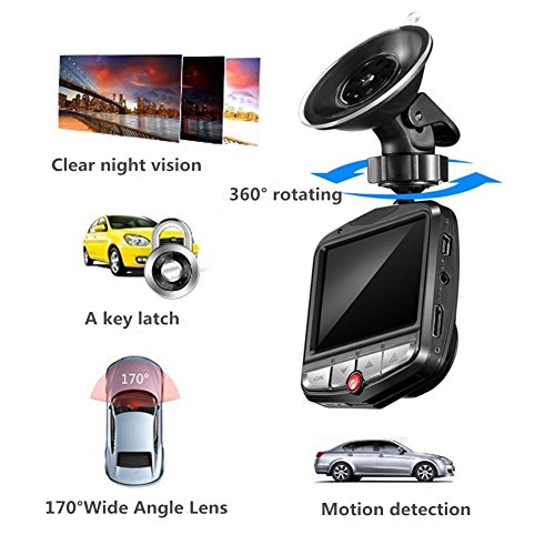 THINK SOGOOD 2.4" LCD HD 1080P Car DVR, 170° Wide Angle Lens Vehicle Video Camera with Loop Recording, Motion Detection, G-Sensor and Parking Monitor(Free 8G Micro SD Card) - Thumbnail 6