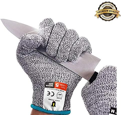 Walk Rhino Cut Resistant Gloves - Knife Glove Level 5 Protection - FDA Food Grade High Performance - Safety Kitchen Mitts (Large)