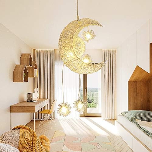 送料無料 月形ペンダントライト 工事不要 照明 5灯 電球付き 照明器具 吊り下げ照明 天井照明 ダイニング リビング 北欧 子供部屋 かわいい おしゃれ 天井 インテリア 引掛けシーリング式 B07bpb86yf 3 465円 新商品 新型 安い 激安 プチプラ 高品質 新作入荷