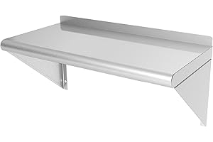 JOPHUN Stainless Steel Wall Mount Shelf 12" x 24", NSF Commercial Floating Shelving for Restaurant, Kitchen, Home Kitchen, Hotle