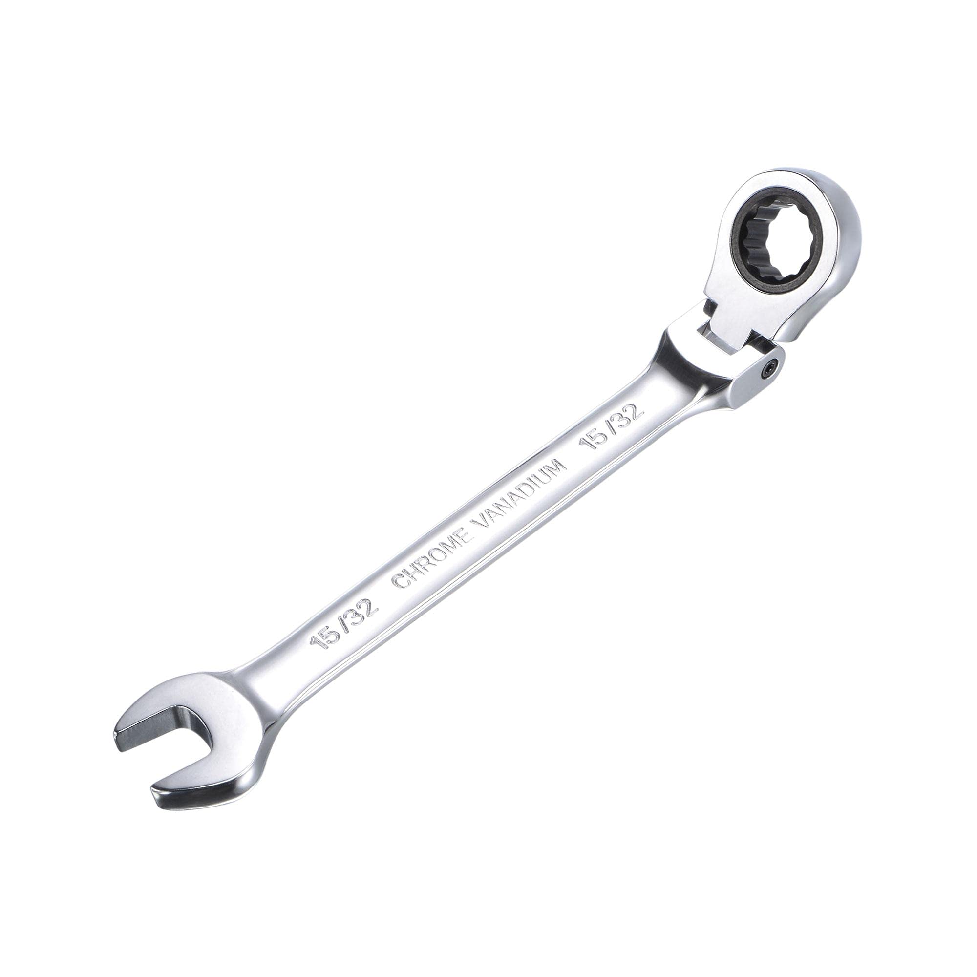 sourcing map 15/32 Inch Flex-Head Ratcheting Combination Wrench SAE 72 Teeth 12 Point Ratchet Box Ended Spanner Tools, Cr-V