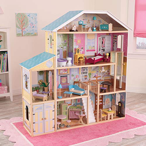 KidKraft Puppenhaus Majestic Mansion aus Holz mit Möbeln und Zubehör, Spielset mit Garage und Aufzug für 30 cm Puppen, Spielzeug für Kinder ab 3 Jahre, 65252 - Exklusiv bei Amazon – Bild 4