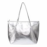 Women's Tote Handbags - OURBAG Large Fashion Designer Elegant Shoulder Bag Purses for Ladies Silver