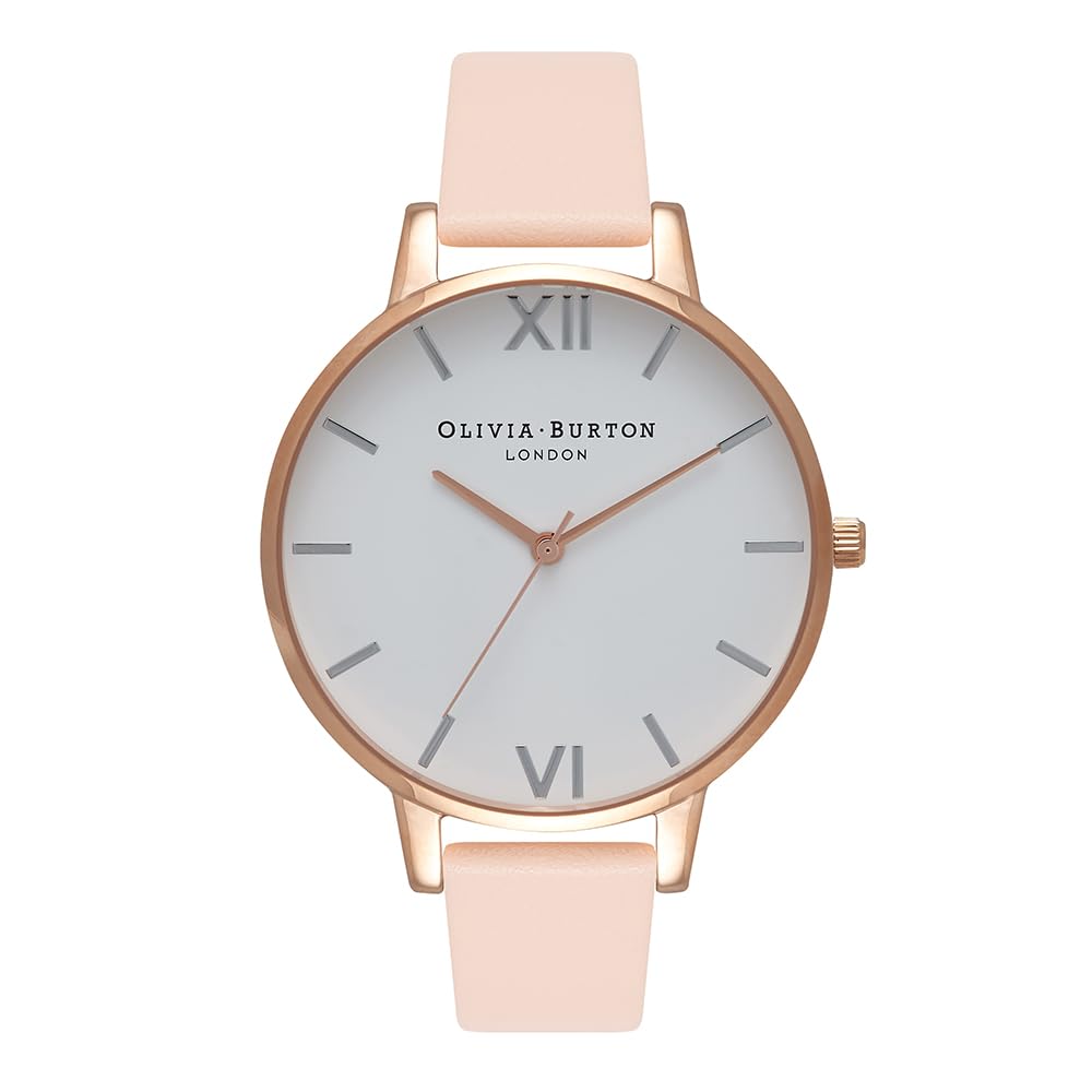 Olivia Burton Analogue Quartz Watch for Women White DIAL Collection with Beige Leather Strap - OB16BDW21
