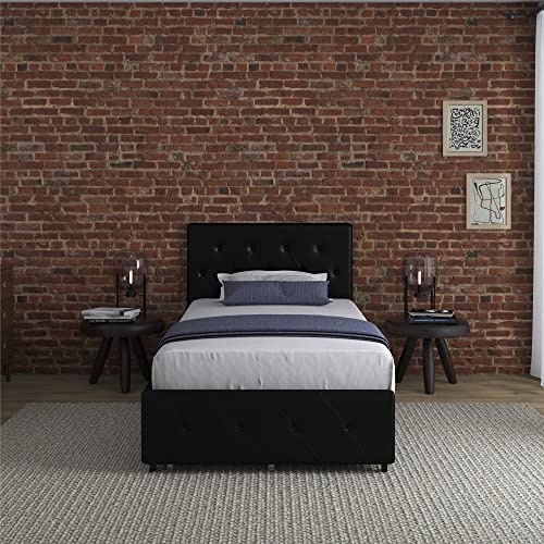 DHP Dakota Upholstered Platform Bed with Underbed Storage Drawers and