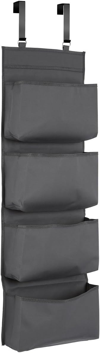 Eshop Online NEW 4 SECTION OVER DOOR HANGING WARDROBE STORAGE UNIT CLOTHES SHOE ORGANISER IN Grey Polyester Polyester