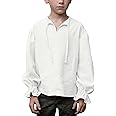 Bbalizko Boys Medieval Pirate Costume Shirt Kids Medieval Renaissance Ruffled Long Sleeve Halloween Scottish Jacobite Tops
