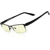 DUCO Optiks GX090 Matte Black Computer Glasses Video Gaming Glasses Eyewear Amber Lens TR90