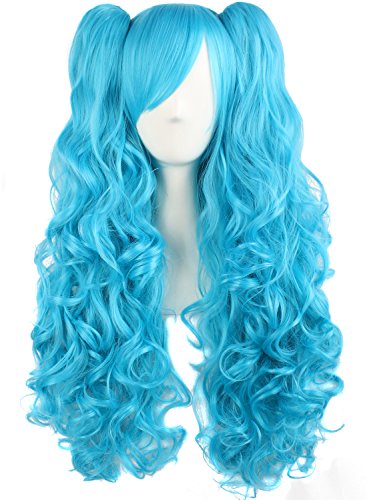MapofBeauty Lolita Long Curly Clip on Ponytails Cosplay Wig