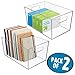 mDesign Plastic Storage Bin with Handles for Office, Desk, Book Shelf, Filing Cabinet - Organizer for Sticky Notes, Pens, Notepads, Pencils, Supplies - 12