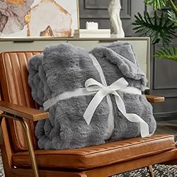 Cozy Bliss Faux Fur Throw Blanket for Couch, Fuzzy